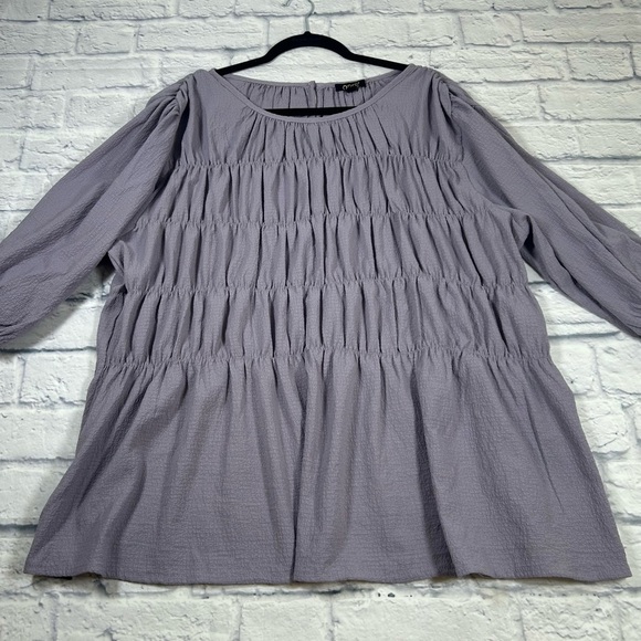 ODDY Smocked 3/4 Puff Sleeve Lavender Blouse. Size 2X - Picture 4 of 8